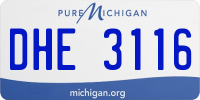 MI license plate DHE3116