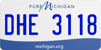 MI license plate DHE3118