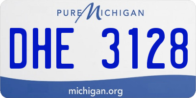 MI license plate DHE3128