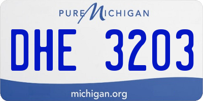 MI license plate DHE3203