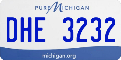 MI license plate DHE3232