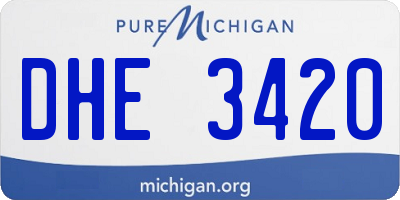 MI license plate DHE3420