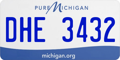 MI license plate DHE3432