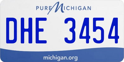 MI license plate DHE3454