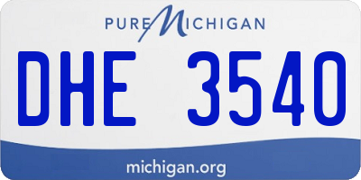 MI license plate DHE3540