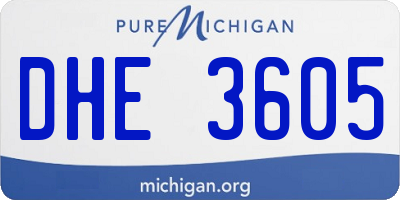 MI license plate DHE3605