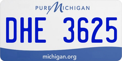MI license plate DHE3625