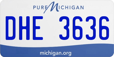 MI license plate DHE3636