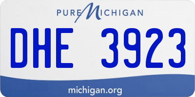 MI license plate DHE3923