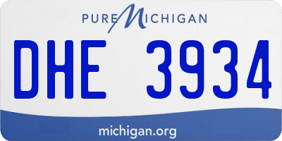 MI license plate DHE3934