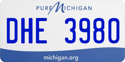 MI license plate DHE3980