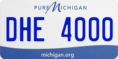 MI license plate DHE4000