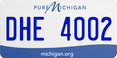MI license plate DHE4002