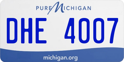 MI license plate DHE4007