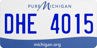 MI license plate DHE4015