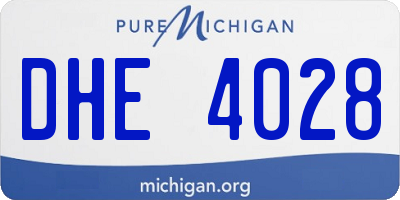 MI license plate DHE4028