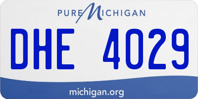 MI license plate DHE4029