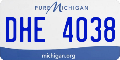 MI license plate DHE4038