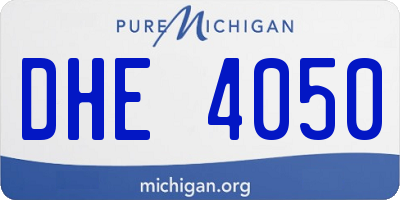 MI license plate DHE4050