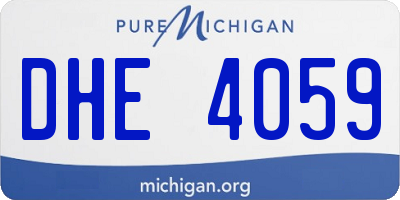 MI license plate DHE4059