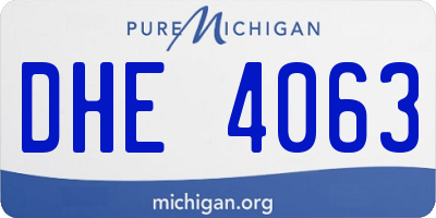 MI license plate DHE4063