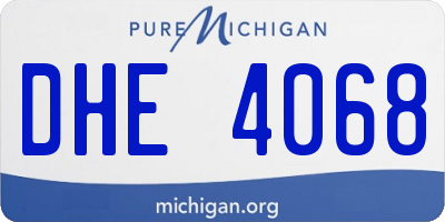 MI license plate DHE4068