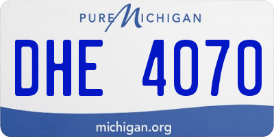 MI license plate DHE4070