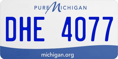 MI license plate DHE4077