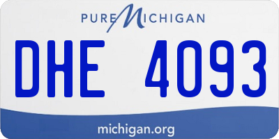MI license plate DHE4093