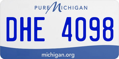 MI license plate DHE4098