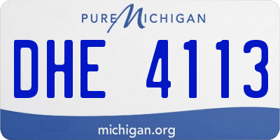 MI license plate DHE4113