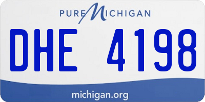 MI license plate DHE4198