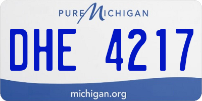 MI license plate DHE4217