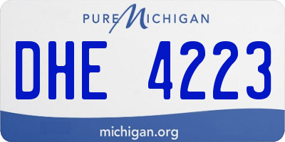 MI license plate DHE4223