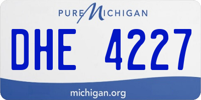 MI license plate DHE4227