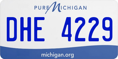 MI license plate DHE4229