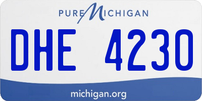 MI license plate DHE4230