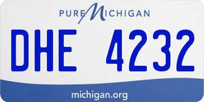 MI license plate DHE4232