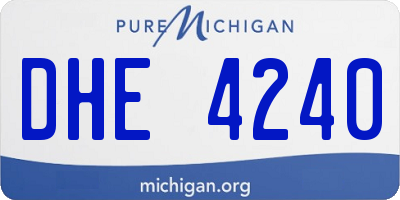 MI license plate DHE4240