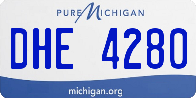 MI license plate DHE4280