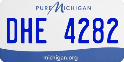 MI license plate DHE4282