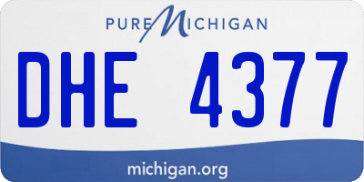 MI license plate DHE4377
