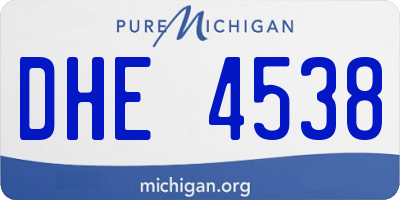 MI license plate DHE4538