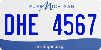 MI license plate DHE4567