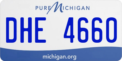 MI license plate DHE4660