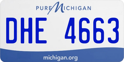 MI license plate DHE4663