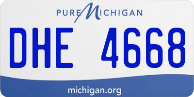 MI license plate DHE4668