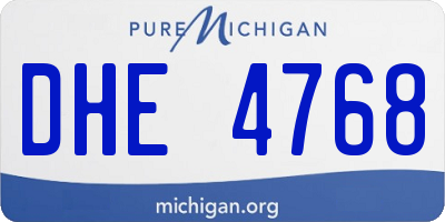 MI license plate DHE4768