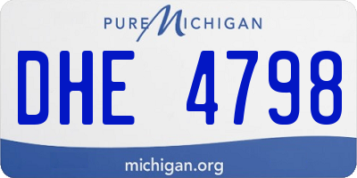 MI license plate DHE4798