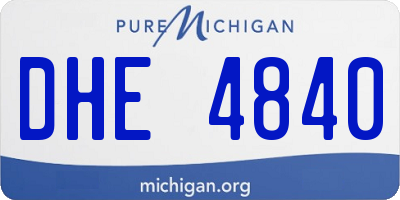 MI license plate DHE4840